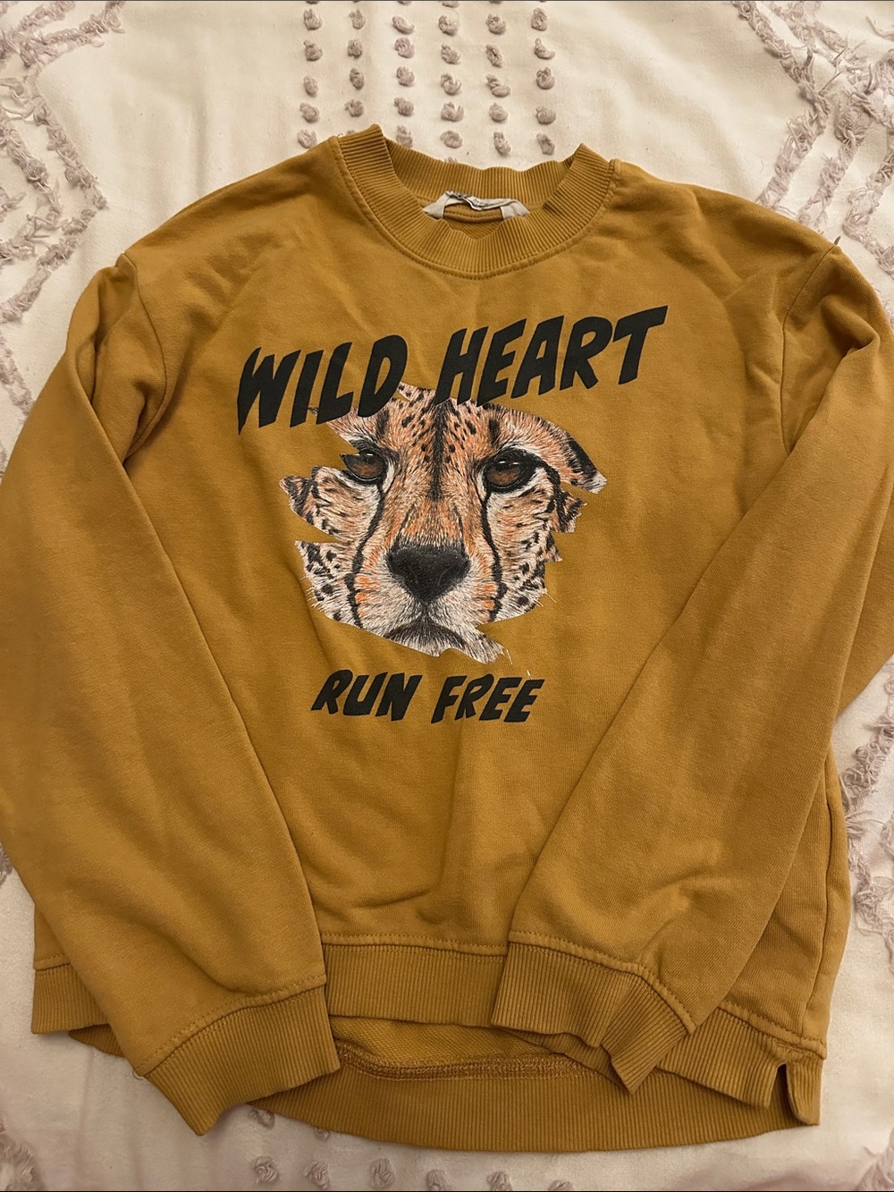 H&M Mustard Yellow 'Wild Heart Run Free' Graphic Sweatshirt